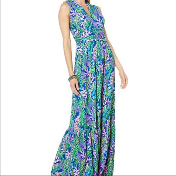 NWT Lilly Pulitzer Pearce Maxi Dress in Borealis Blue - Picture 3 of 12